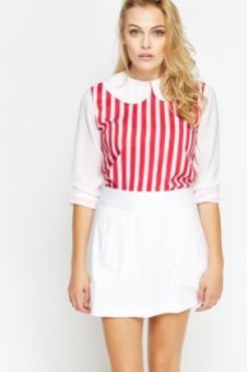 Isn't this blouse simply darling! I think it will look supercute with a white miniskirt and the white jacket below.